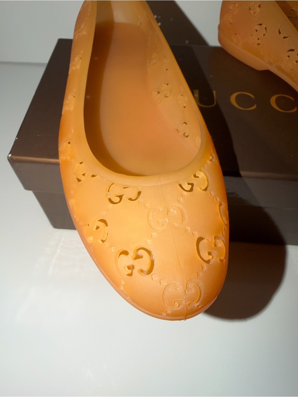 Gucci yellow/orange jelly ballet flats size 7 - Picture 3 of 8
